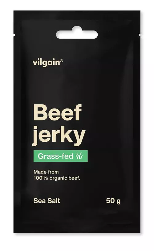 Vilgain Grass-Fed Hovězí jerky BIO – mořská sůl 50 g