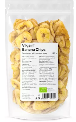 Vilgain Bananové chipsy slazené kokosovým cukrem 120 g