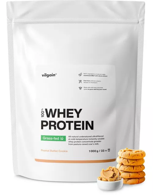 Vilgain Grass-Fed Whey Protein – Sušenka s arašídovým máslem 1000 g