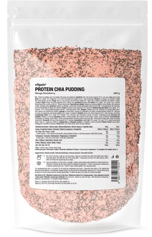 Vilgain Protein Chia Pudding Mix mango a jahoda 480 g